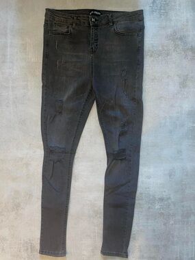 Hera Collection Men's Slim Straight Distressed Jeans - Black